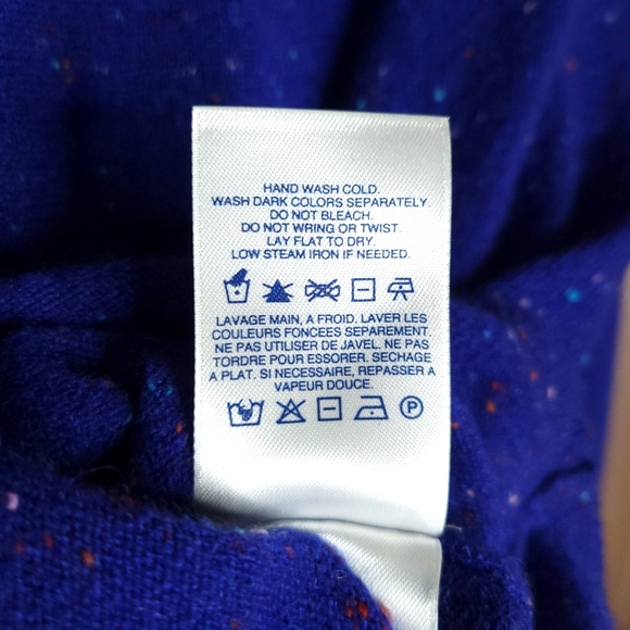 Lands' End EUC MP 100% cashmere Blue Donegal sweater - Picture 8 of 8